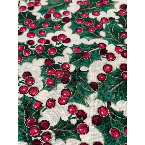 Cranston Print Works Co. VIP Christmas Holly Berries Fabric 19 inches x 44" Cott - Picture 2 of 5